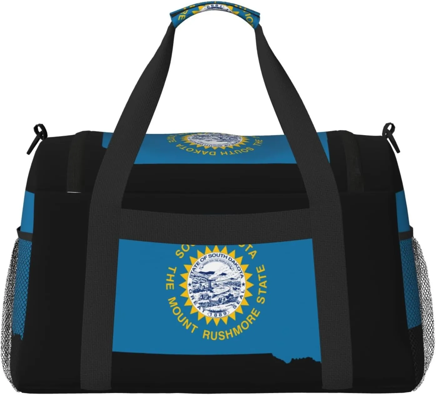 Flag Map Of South Dakota Travel Duffel Bag Large Foldable Waterproof Overnight Bag For Beach Swim Bags Pool Sports Gym
