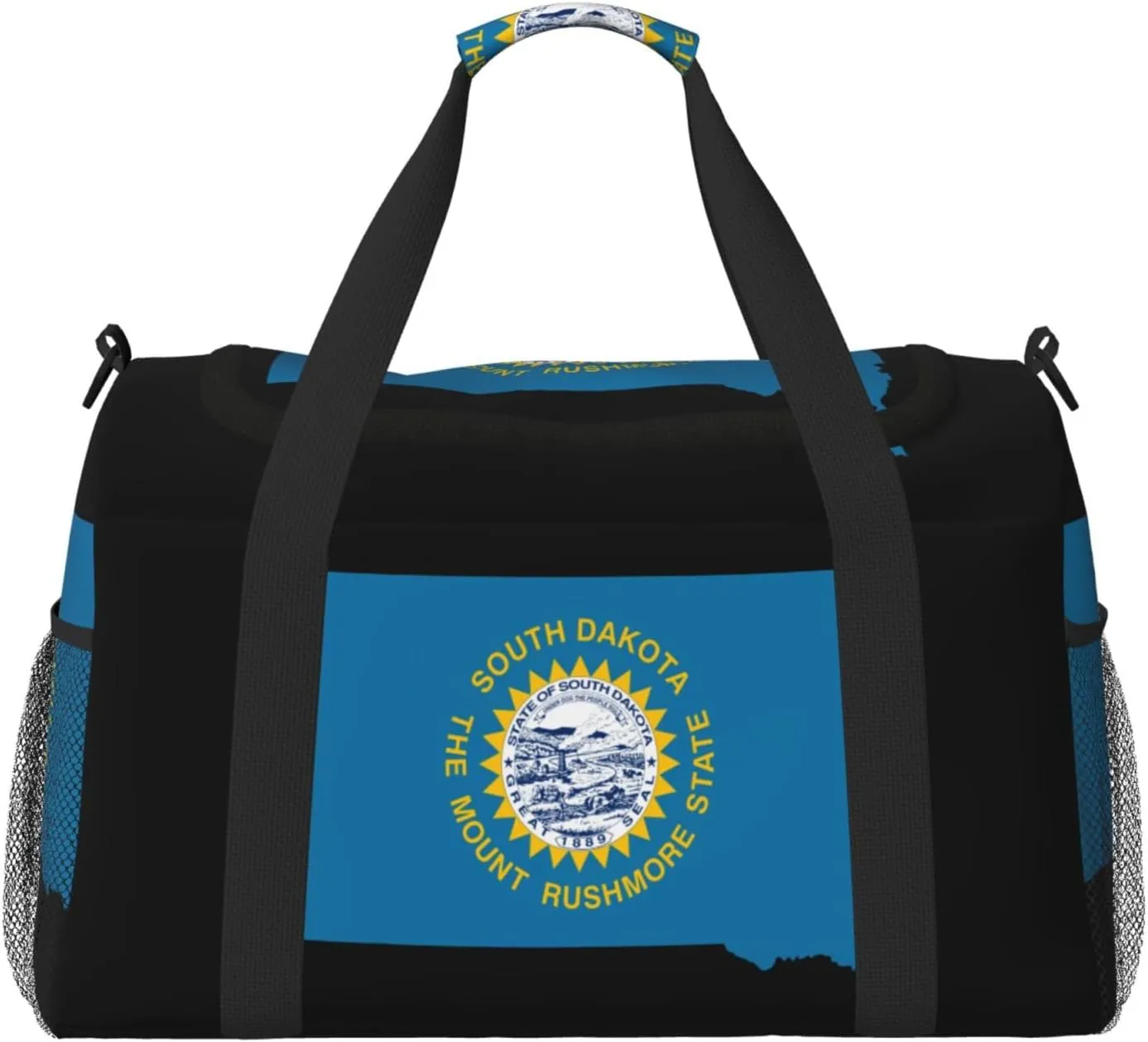 Flag Map Of South Dakota Travel Duffel Bag Large Foldable Waterproof Overnight Bag For Beach Swim Bags Pool Sports Gym