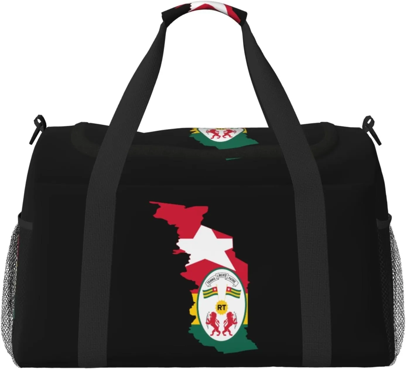 Flag Map Of Togo Travel Duffel Bag Large Foldable Waterproof Overnight Bag For Beach Swim Bags Pool Sports Gym