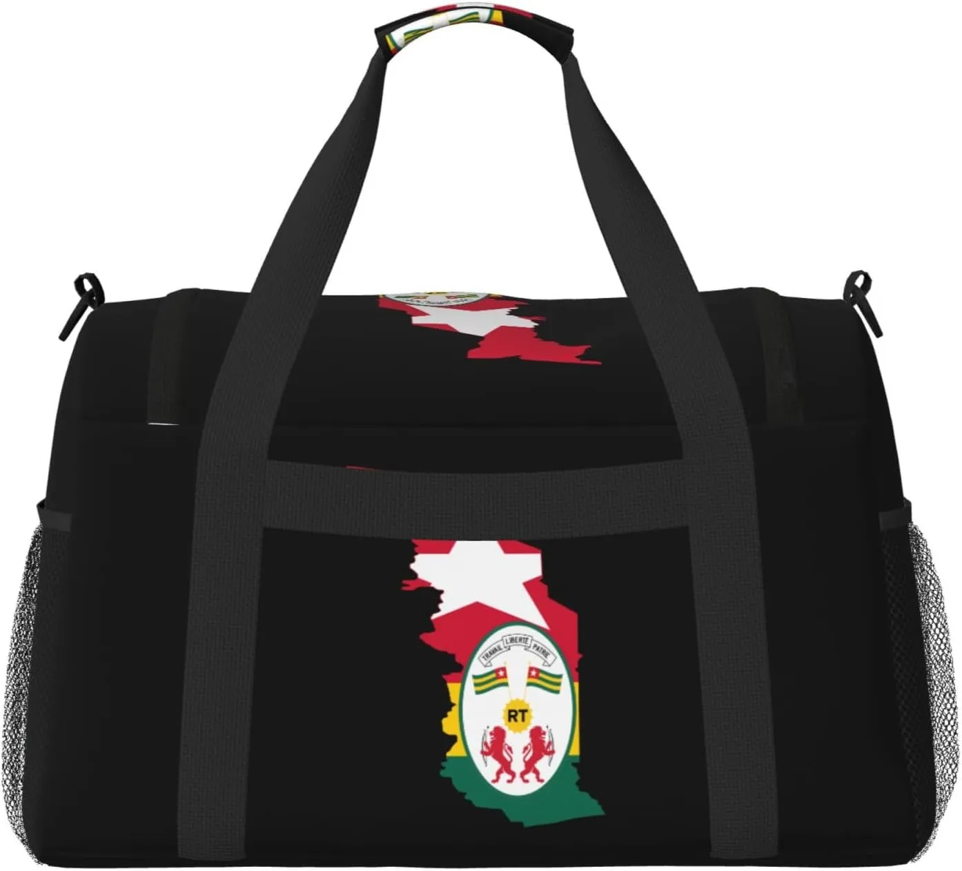 Flag Map Of Togo Travel Duffel Bag Large Foldable Waterproof Overnight Bag For Beach Swim Bags Pool Sports Gym