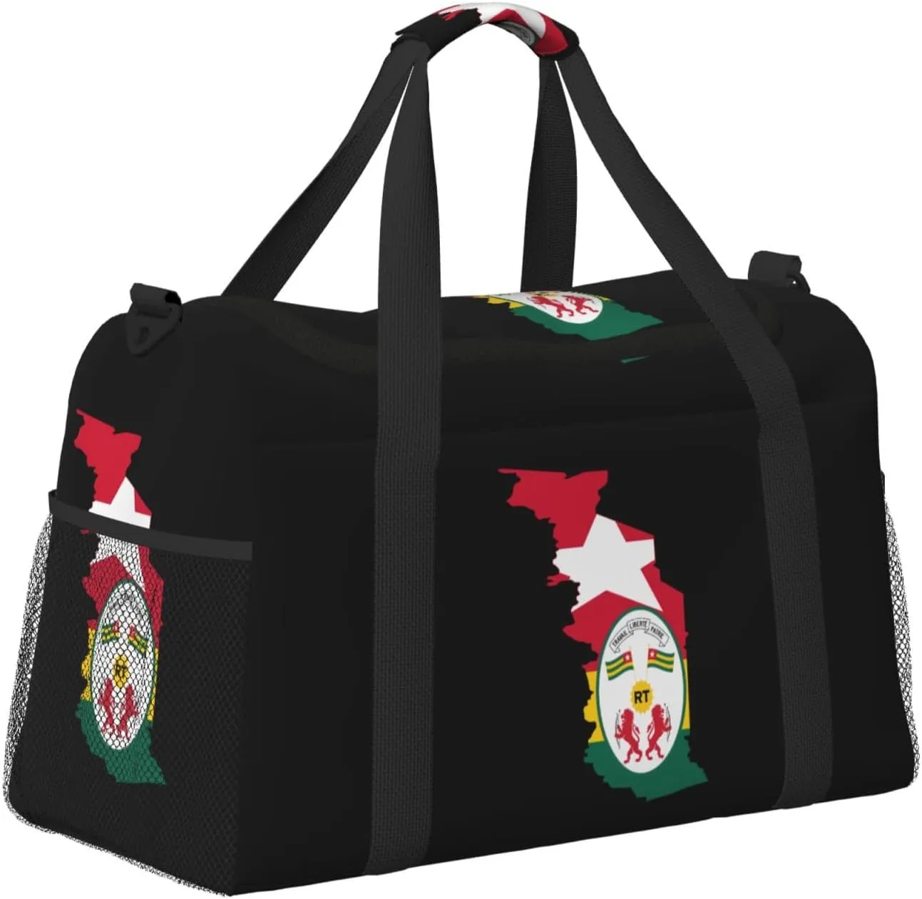 Flag Map Of Togo Travel Duffel Bag Large Foldable Waterproof Overnight Bag For Beach Swim Bags Pool Sports Gym