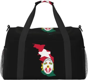 Flag Map Of Togo Travel Duffel Bag Large Foldable Waterproof Overnight Bag For Beach Swim Bags Pool Sports Gym