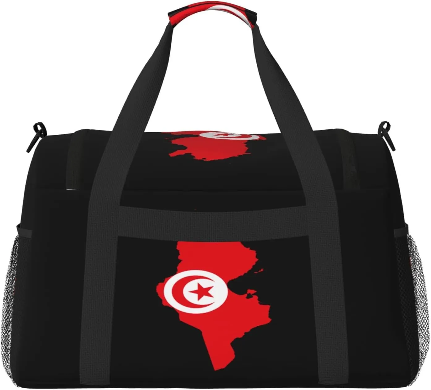 Flag Map Of Tunisia Travel Duffel Bag Large Foldable Waterproof Overnight Bag For Beach Swim Bags Pool Sports Gym