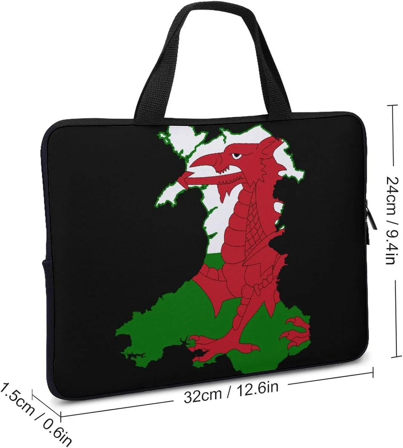Flag Map of Wales Laptop Bag Lightweight Computer Bag Laptop Carrying Case Handbag for Work Business