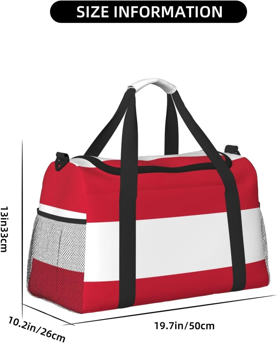 Flag Of Austria Travel Duffel Bag Large Foldable Waterproof Overnight Bag For Beach Swim Bags Pool Sports Gym