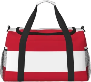 Flag Of Austria Travel Duffel Bag Large Foldable Waterproof Overnight Bag For Beach Swim Bags Pool Sports Gym