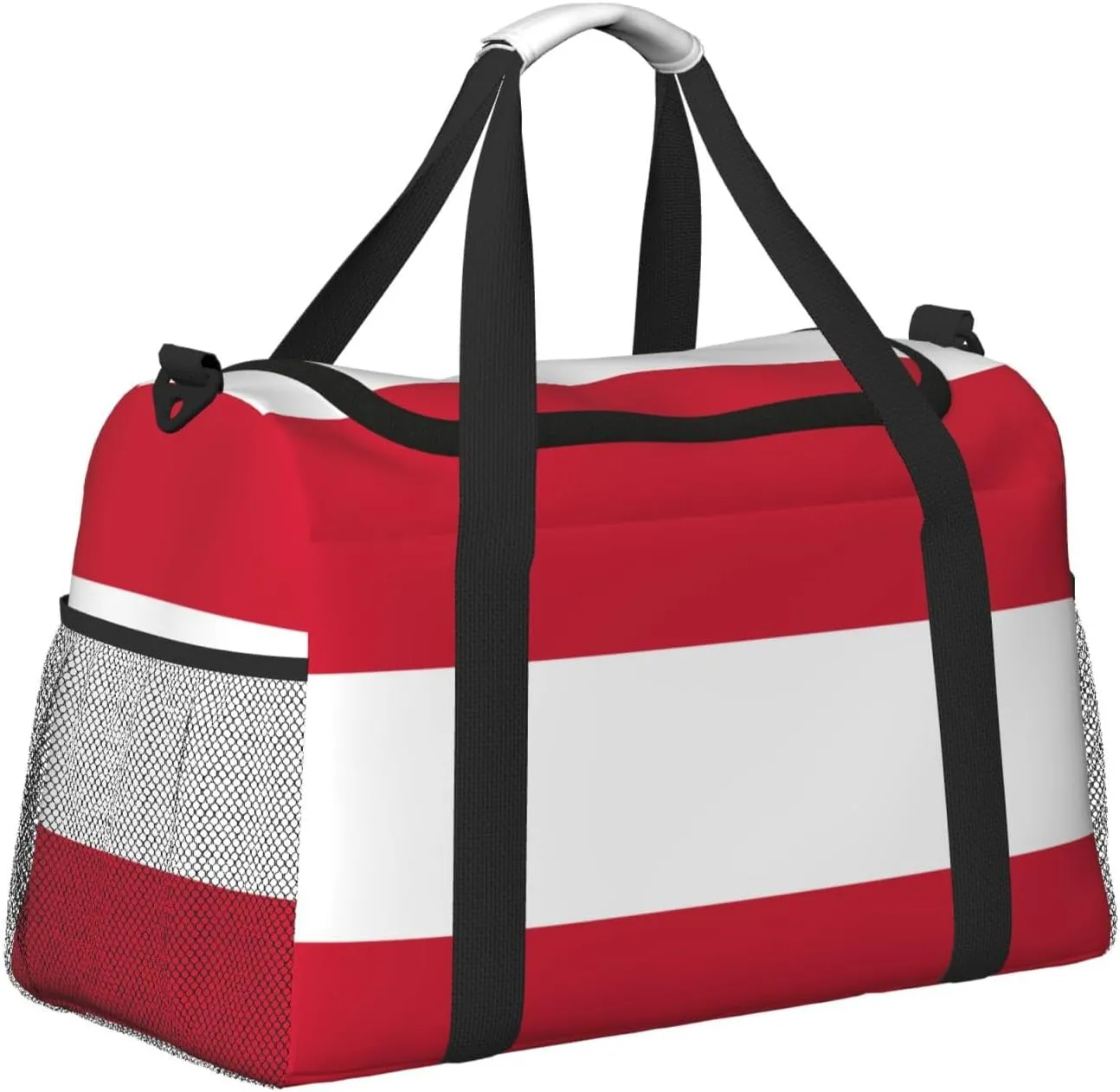 Flag Of Austria Travel Duffel Bag Large Foldable Waterproof Overnight Bag For Beach Swim Bags Pool Sports Gym