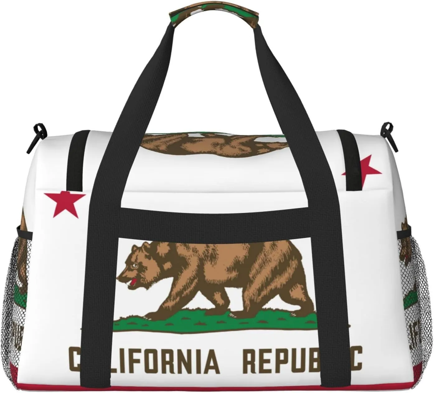Flag Of California Travel Duffel Bag Large Foldable Waterproof Overnight Bag For Beach Swim Bags Pool Sports Gym
