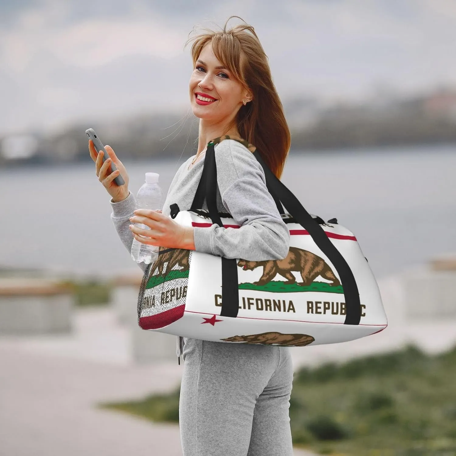 Flag Of California Travel Duffel Bag Large Foldable Waterproof Overnight Bag For Beach Swim Bags Pool Sports Gym