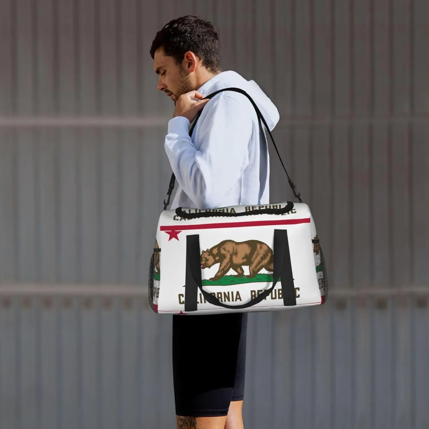 Flag Of California Travel Duffel Bag Large Foldable Waterproof Overnight Bag For Beach Swim Bags Pool Sports Gym