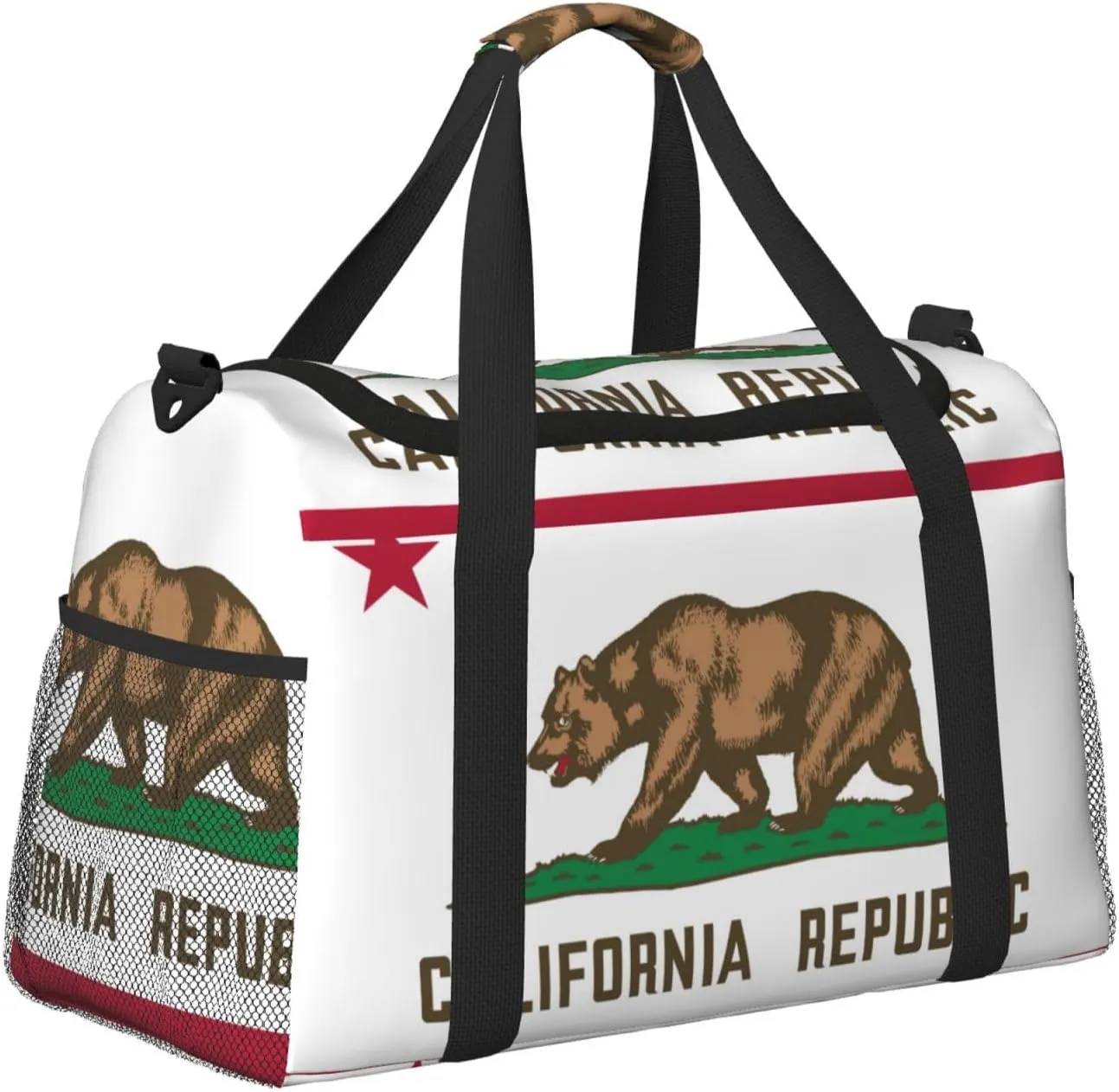 Flag Of California Travel Duffel Bag Large Foldable Waterproof Overnight Bag For Beach Swim Bags Pool Sports Gym