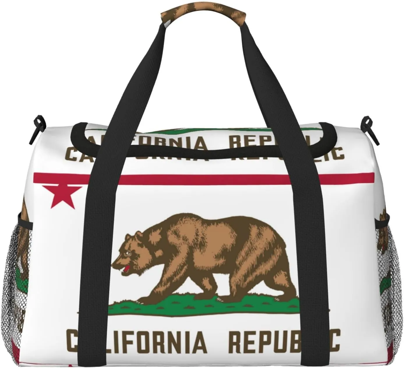 Flag Of California Travel Duffel Bag Large Foldable Waterproof Overnight Bag For Beach Swim Bags Pool Sports Gym