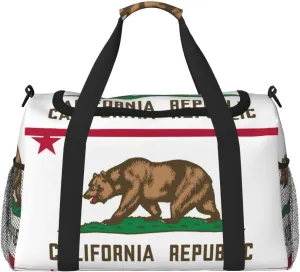 Flag Of California Travel Duffel Bag Large Foldable Waterproof Overnight Bag For Beach Swim Bags Pool Sports Gym