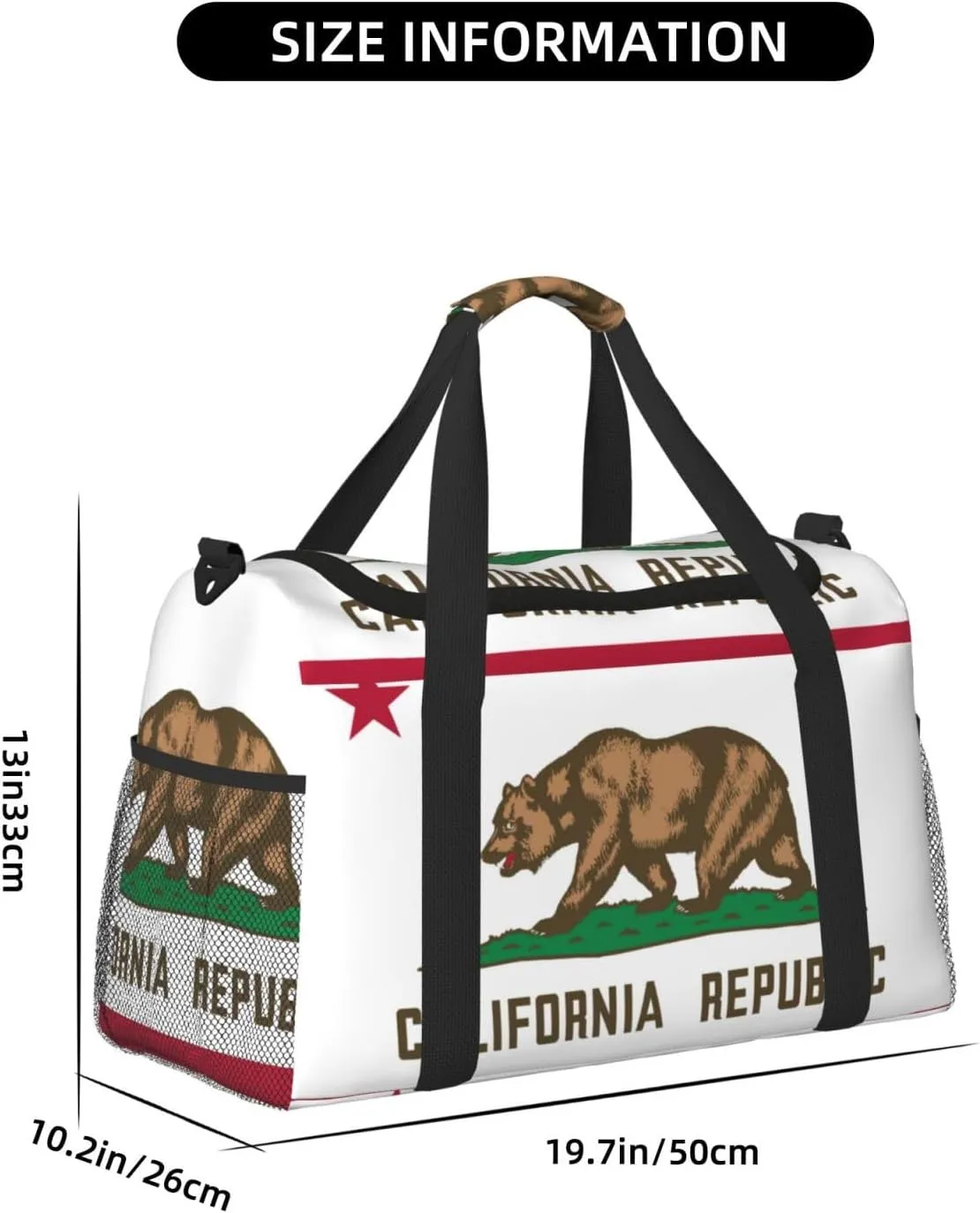 Flag Of California Travel Duffel Bag Large Foldable Waterproof Overnight Bag For Beach Swim Bags Pool Sports Gym