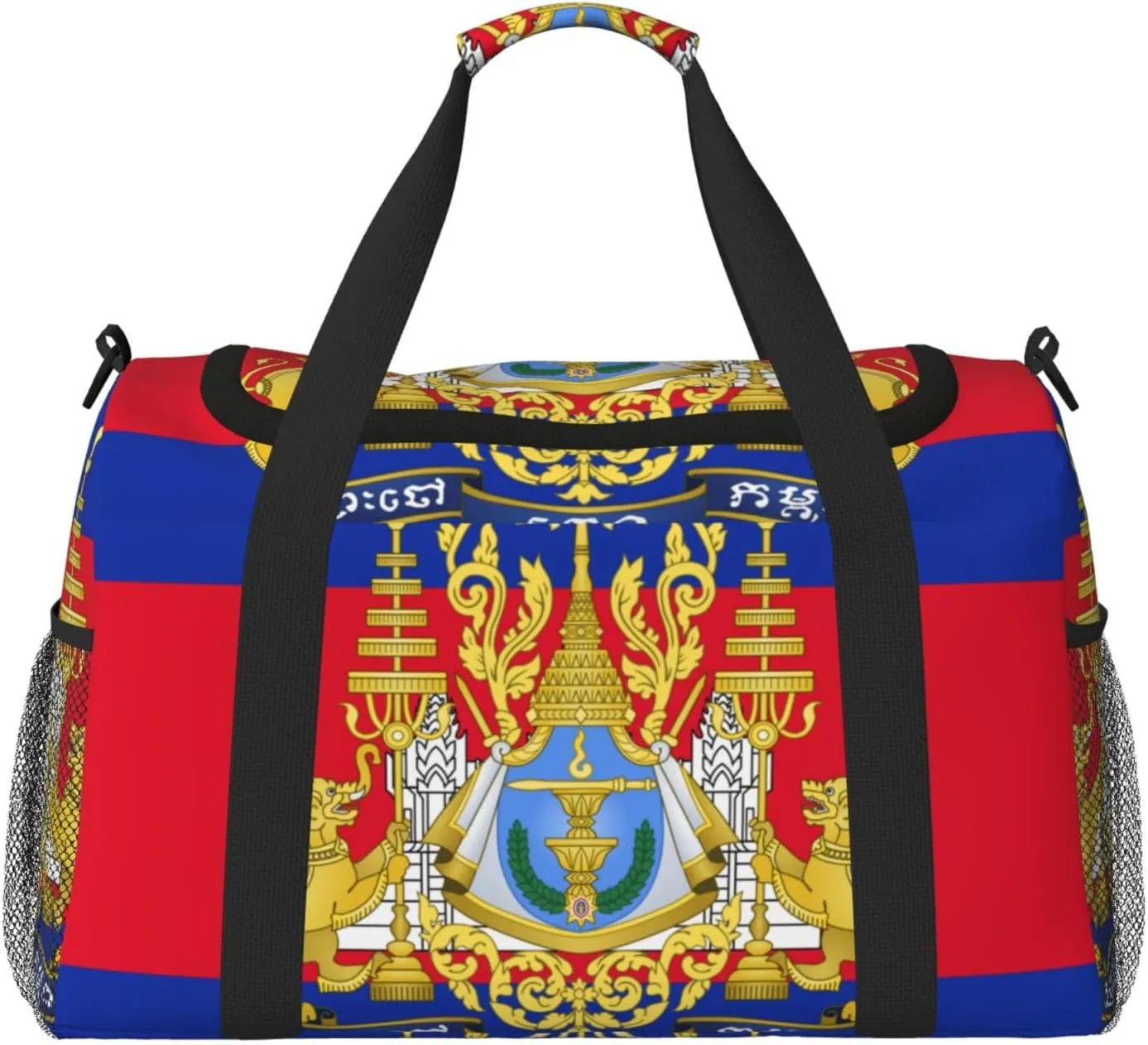 Flag Of Cambodia Travel Duffel Bag Large Foldable Waterproof Overnight Bag For Beach Swim Bags Pool Sports Gym