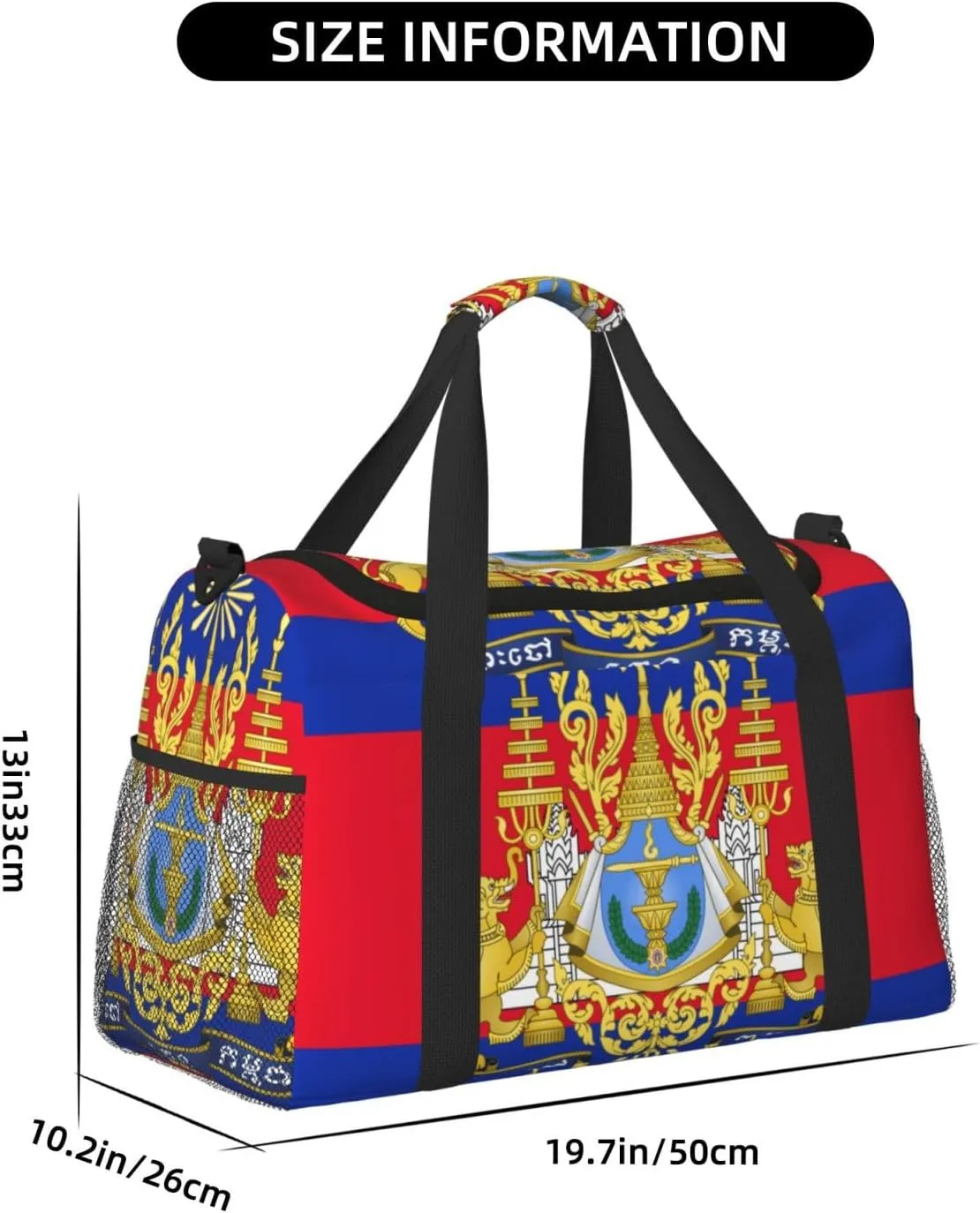 Flag Of Cambodia Travel Duffel Bag Large Foldable Waterproof Overnight Bag For Beach Swim Bags Pool Sports Gym