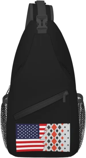 Flag Of Central Business District, Denver And America Crossbody Bags For Women Men Chest Backpack Gym Shoulder Bag Travel Outdoor Sports Casual Crossbody Bags