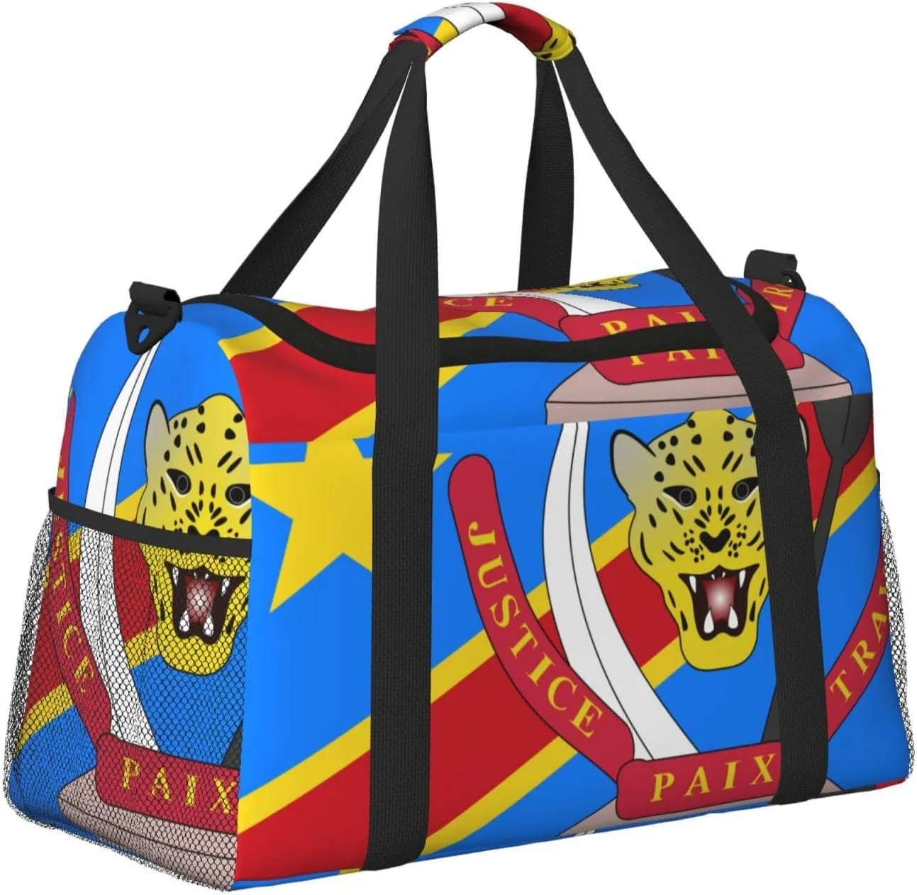 Flag Of Congo Travel Duffel Bag Large Foldable Waterproof Overnight Bag For Beach Swim Bags Pool Sports Gym