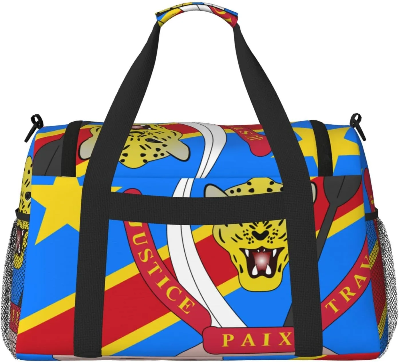 Flag Of Congo Travel Duffel Bag Large Foldable Waterproof Overnight Bag For Beach Swim Bags Pool Sports Gym