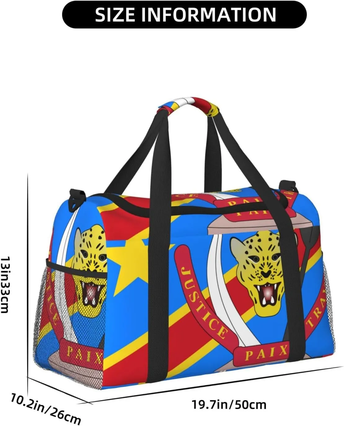 Flag Of Congo Travel Duffel Bag Large Foldable Waterproof Overnight Bag For Beach Swim Bags Pool Sports Gym