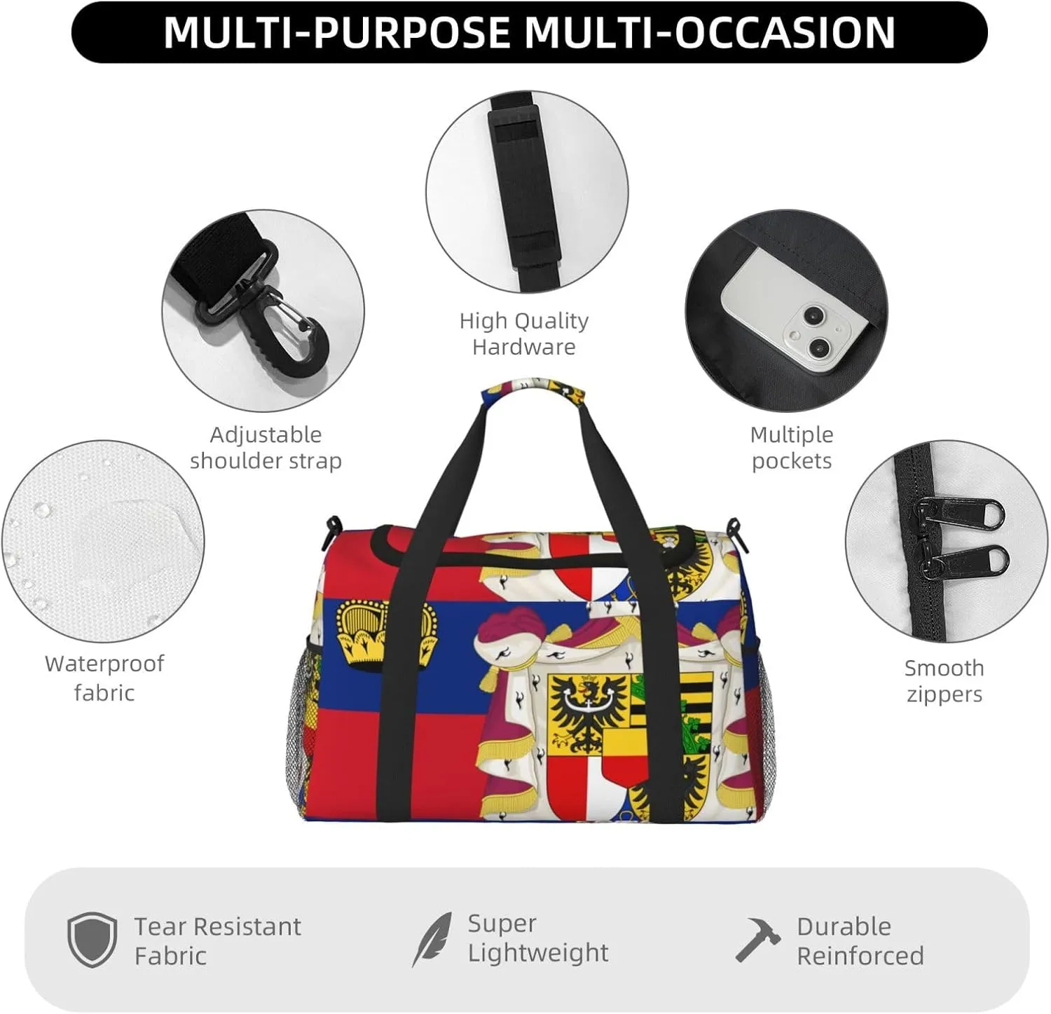 Flag Of Liechtenstein Travel Duffel Bag Large Foldable Waterproof Overnight Bag For Beach Swim Bags Pool Sports Gym