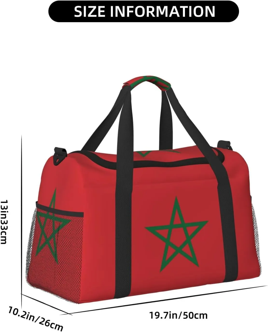 Flag Of Morocco Travel Duffel Bag Large Foldable Waterproof Overnight Bag For Beach Swim Bags Pool Sports Gym
