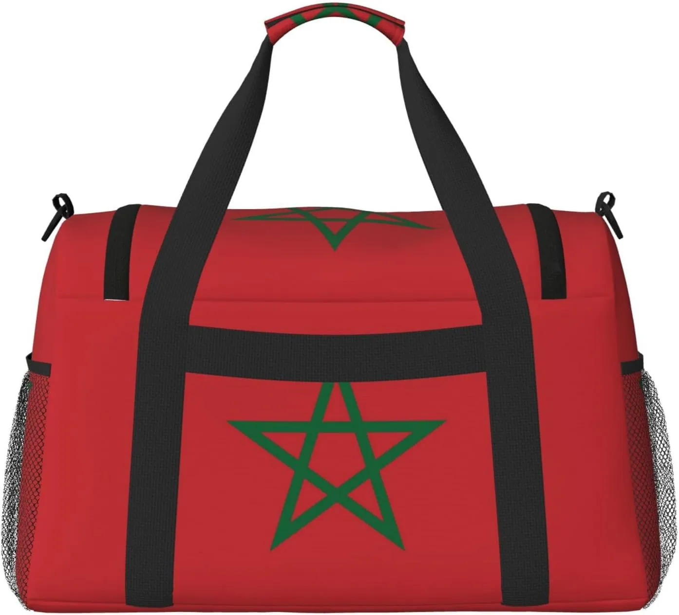 Flag Of Morocco Travel Duffel Bag Large Foldable Waterproof Overnight Bag For Beach Swim Bags Pool Sports Gym