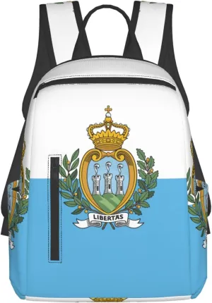 Flag of San Marino Lightweight Backpack Travel Shoulder Bag with Stylish Print, Leisure Day Trips Shopping Backpack