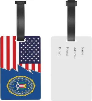 Flag of The Federal Bureau of Investigation and America Luggage Tags for Suitcases Travel Tags ID Labels for Women Men Travel Bag Luggage Accessories