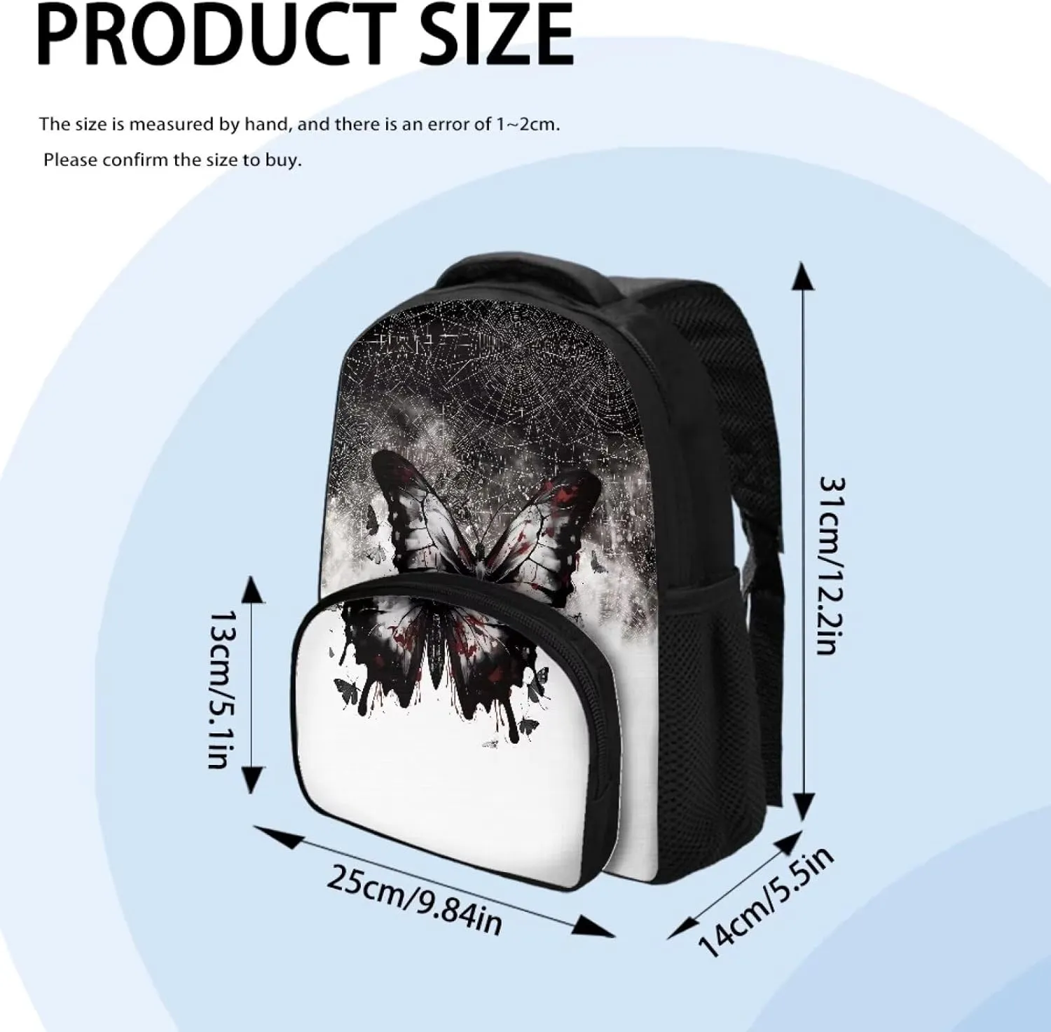 Flashideas Butterfly Kids Backpack School Backpacks for Girls 7-8 Large Capacity Waterproof Bookbag 12 Inch Kids Backpacks Casual Daypack for Kindergarten Preschool Elementary School Students