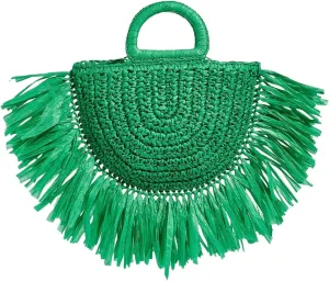 Floerns Women's Straw Bag Holiday Beach Vacation Fringe Trim Handbag