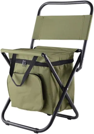 Foldable Fishing Chairs, Lightweight Folding Camping Chair, with Cooler Insulated Bag, Portable Waterproof Backpacking Fishing Stool Hiking Seat