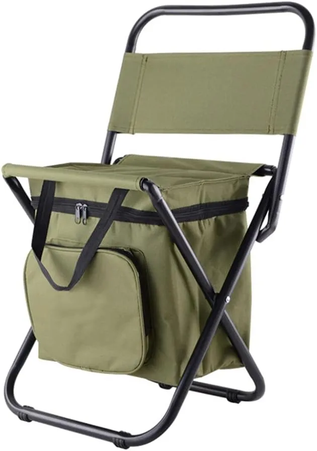 Foldable Fishing Chairs, Lightweight Folding Camping Chair, with Cooler Insulated Bag, Portable Waterproof Backpacking Fishing Stool Hiking Seat