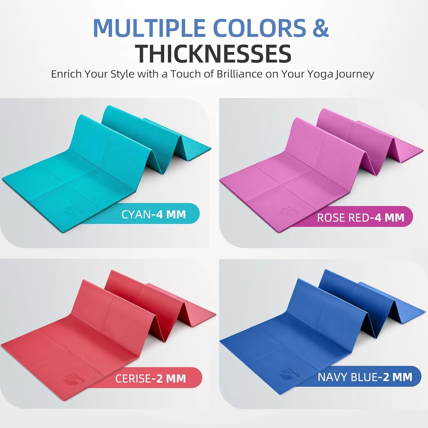 Foldable Yoga Mat for Travel, 68"x24" Folding Travel Gym Mat for Women Yoga Studio, Packable and Portable Pilates Mat with Storage Bag Easy to Carry, Lightweight Travel Workout Mat, 2mm/4mm