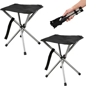 Folding Camping Stool - 13.8" BBQ Small Foldable Stool for Adults - Ideal for Outdoor Activities, Hiking, Barbecue, Bonfire, Travel- 275 lb Weight Capacity with Carry Bag (2)