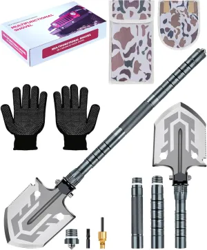Folding Shovel Survival Tool，Compact Camp Shovel, Collapsible Design, Heavy Duty Steel, Portable Gear for Camping Hiking Off Road Emergency Digging Kit, Off Road Equipment Multitool