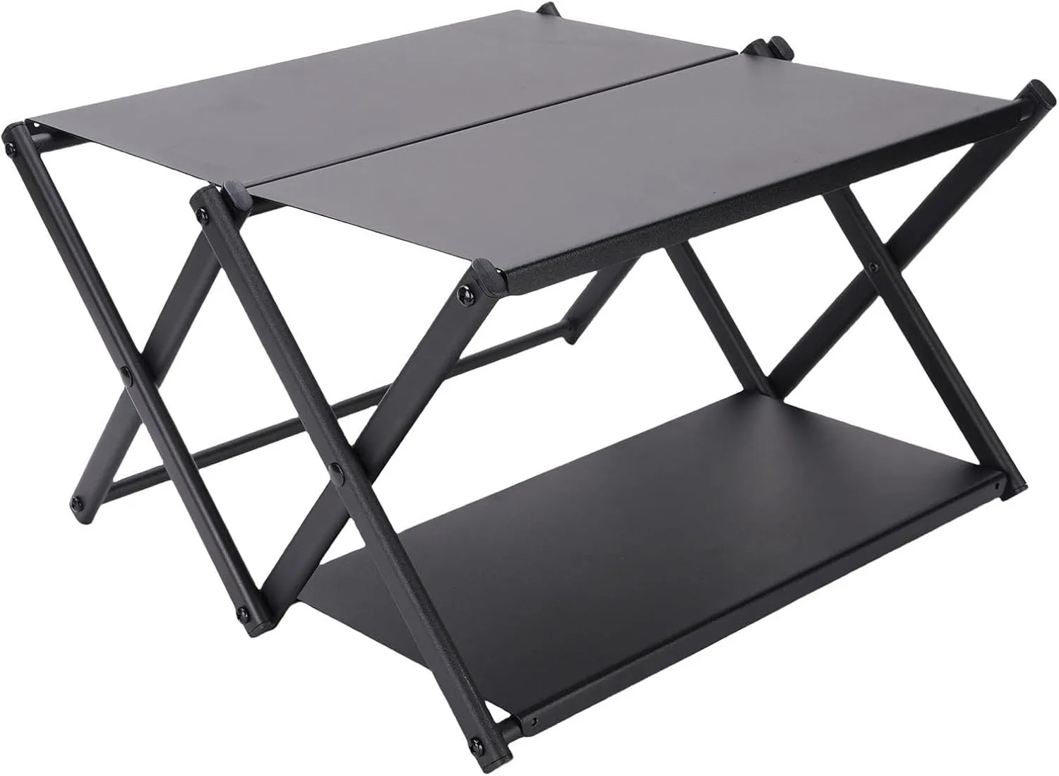 Folding Table for Camping, Carbon Steel 3 Layer Portable Picnic Backpacking Table for BBQ Party Backyard Beach