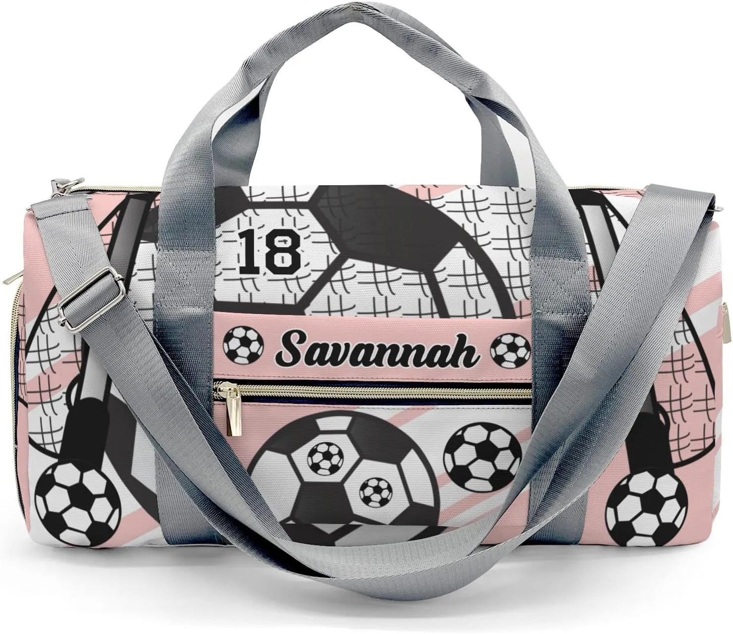 Football Soccer Ball Number Peach Personalized Kids Duffel Swim Bag for Boys,Customized Swim Duffle Bag for Boys Man Kids Gifts