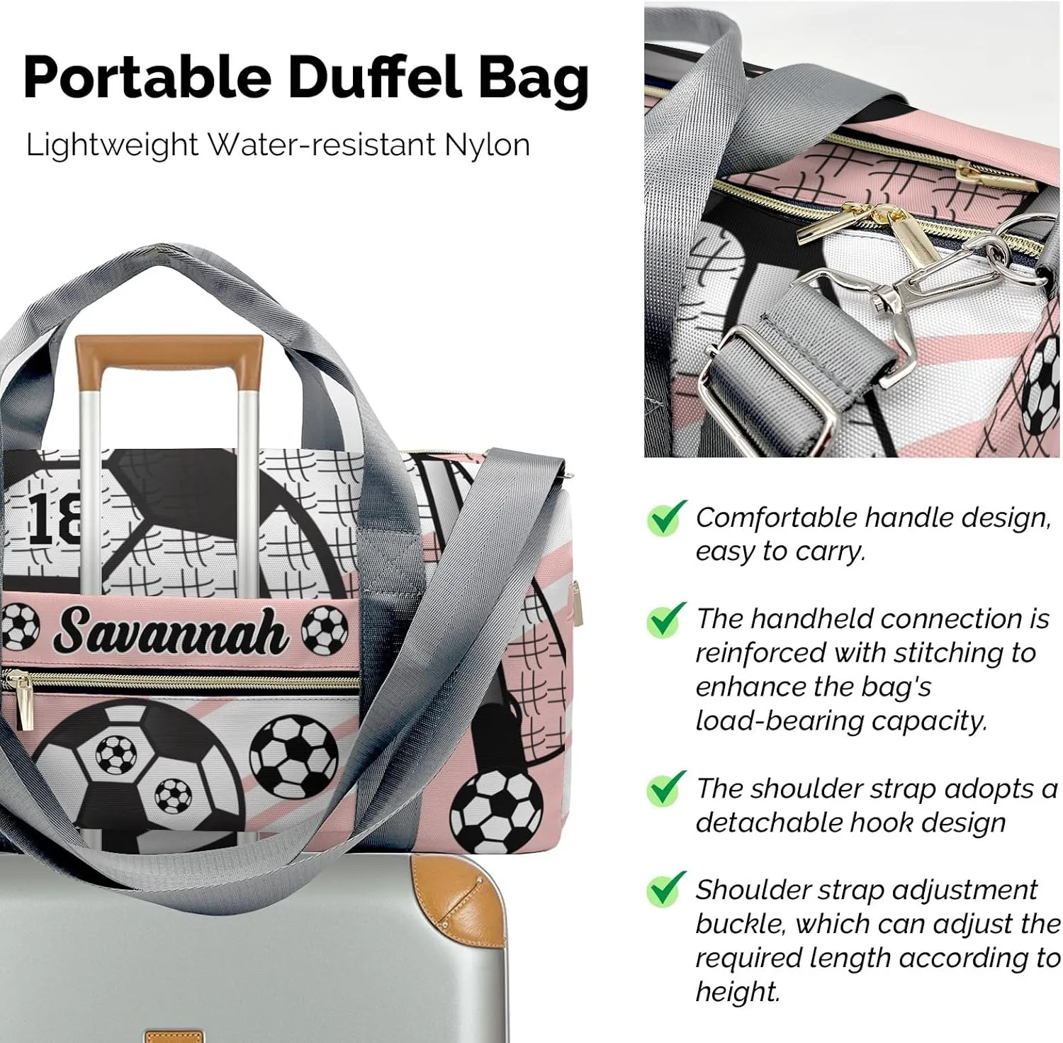 Football Soccer Ball Number Peach Personalized Kids Duffel Swim Bag for Boys,Customized Swim Duffle Bag for Boys Man Kids Gifts