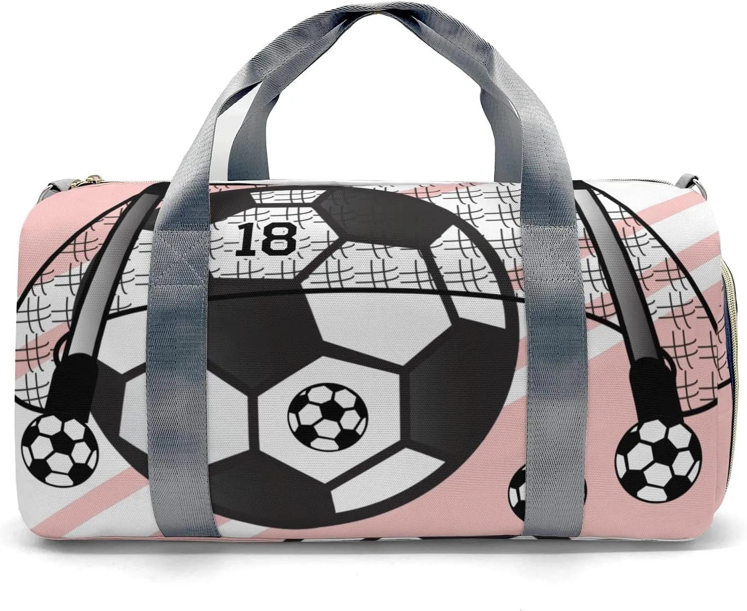Football Soccer Ball Number Peach Personalized Kids Duffel Swim Bag for Boys,Customized Swim Duffle Bag for Boys Man Kids Gifts