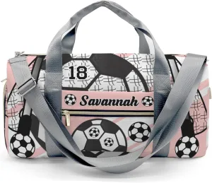 Football Soccer Ball Number Peach Personalized Kids Duffel Swim Bag for Boys,Customized Swim Duffle Bag for Boys Man Kids Gifts
