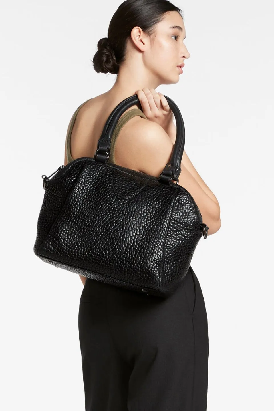 Force of Being Black Bubble Leather Handbag