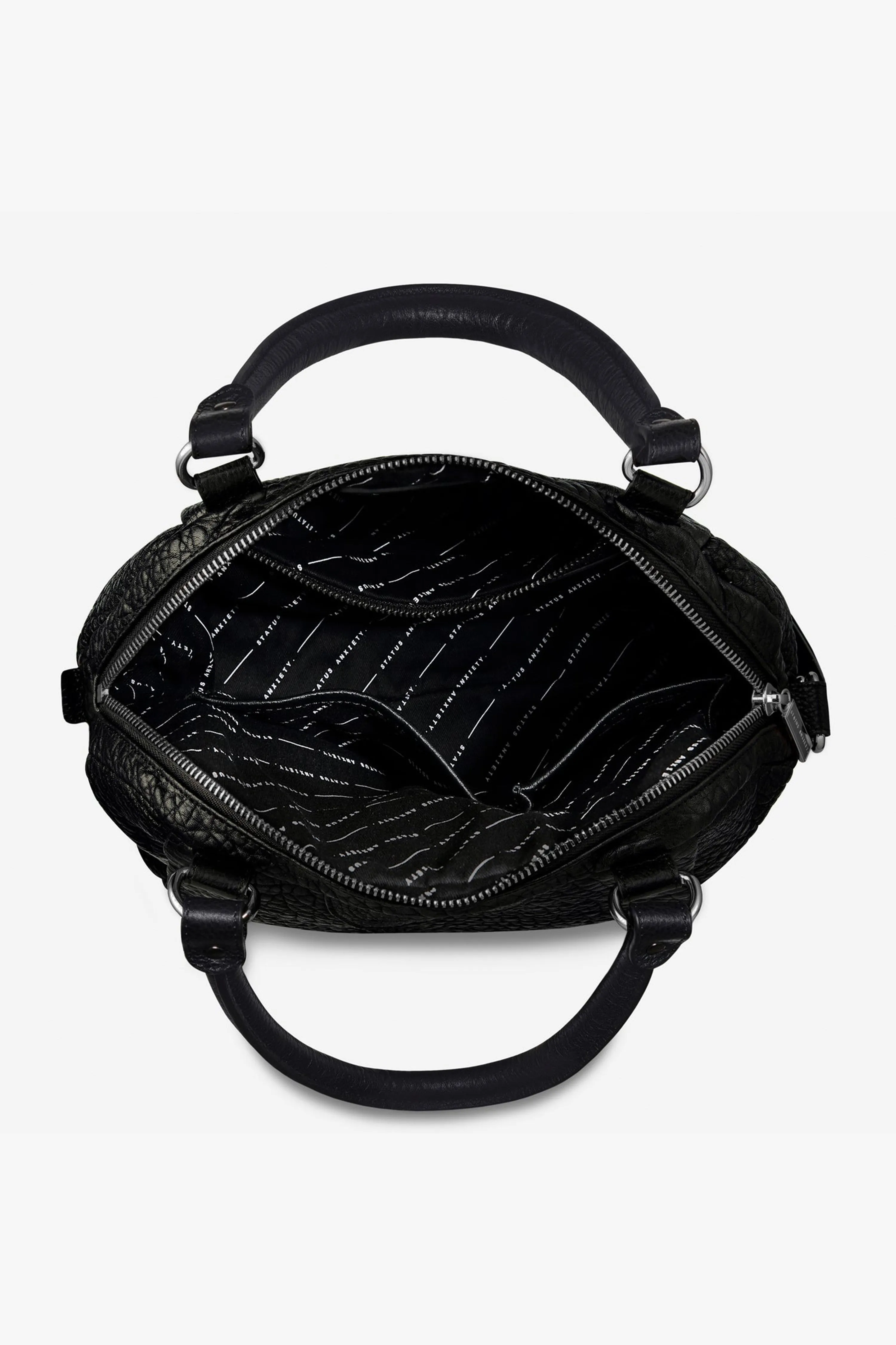 Force of Being Black Bubble Leather Handbag