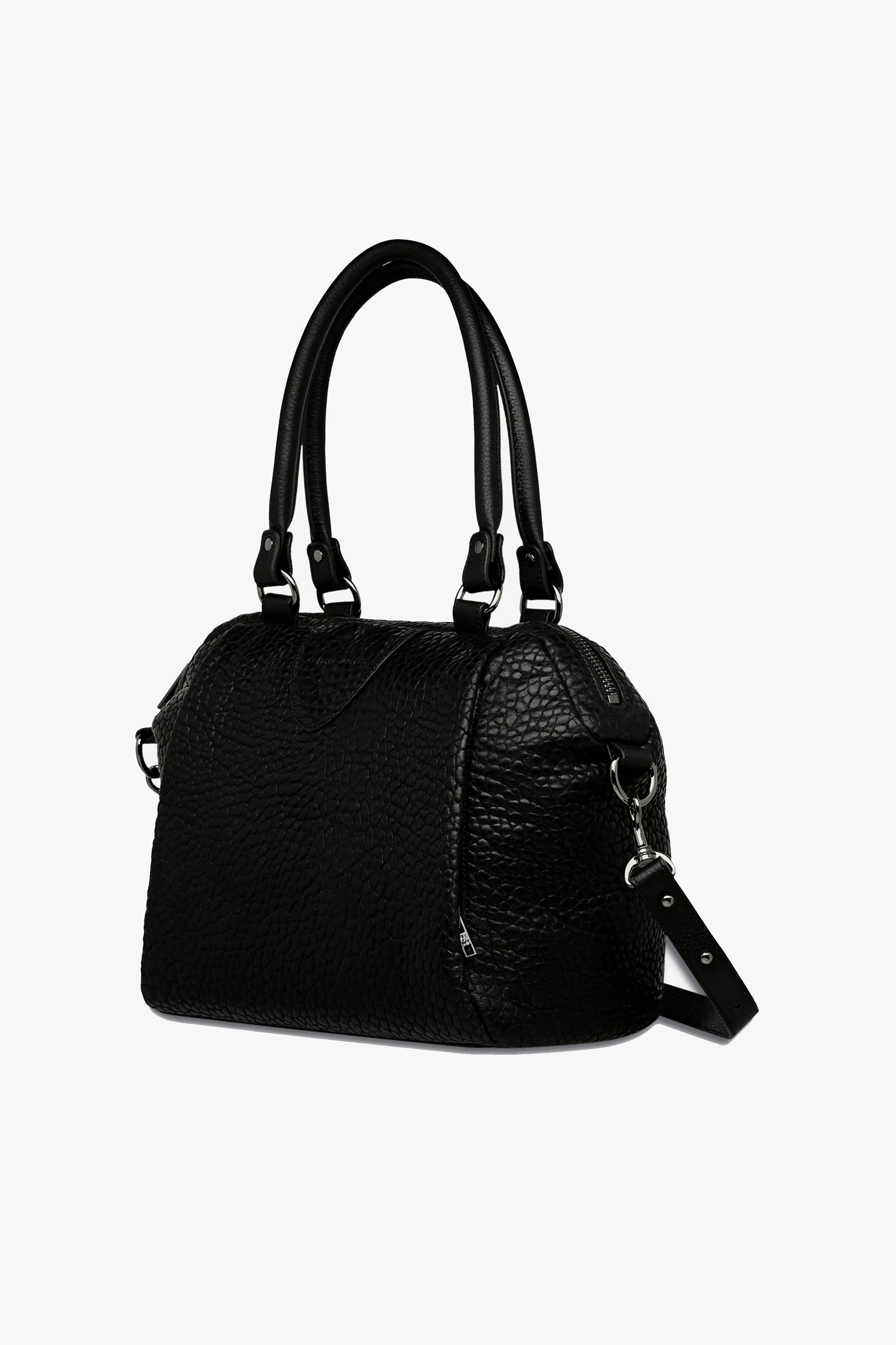 Force of Being Black Bubble Leather Handbag