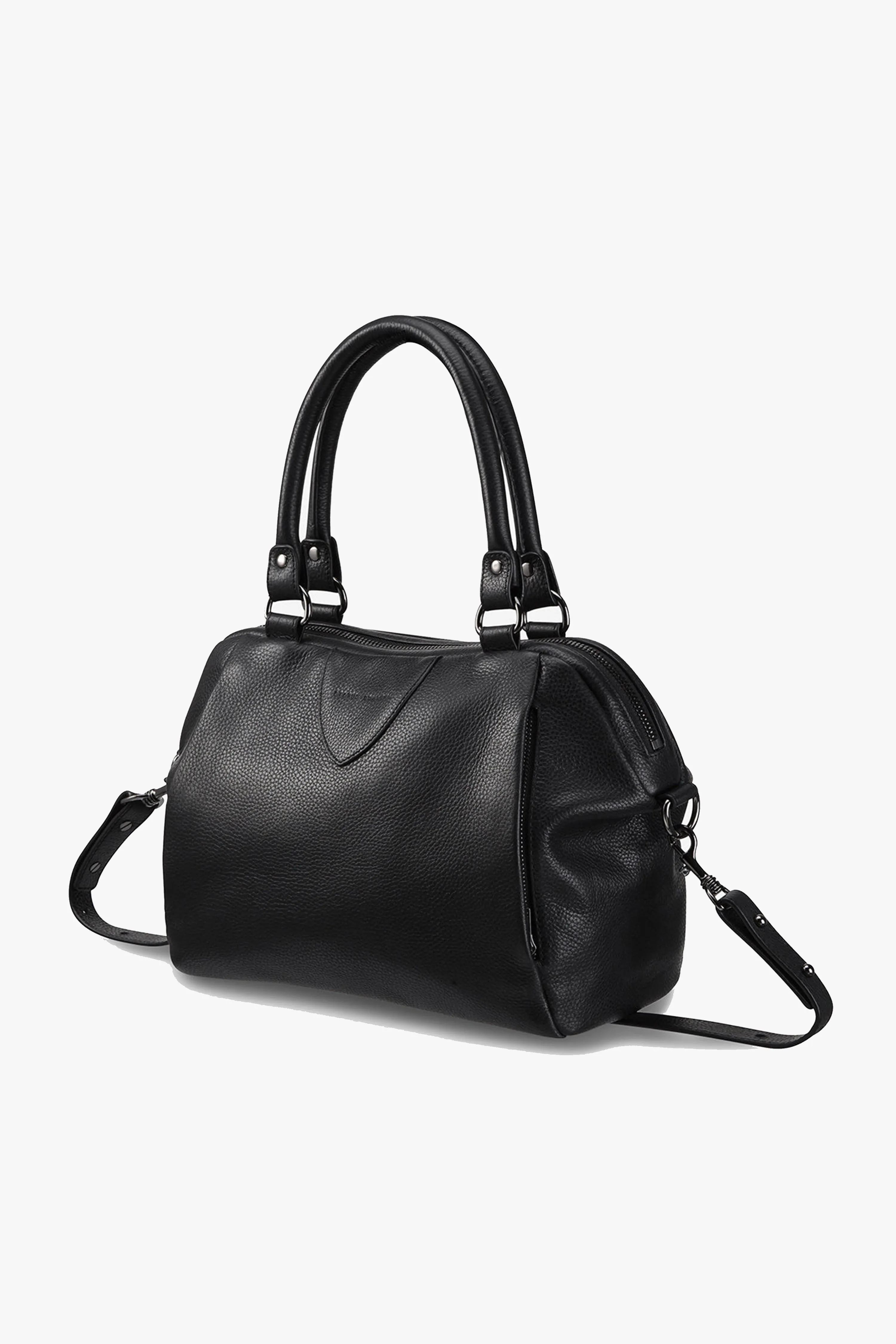 Force of Being Black Leather Handbag