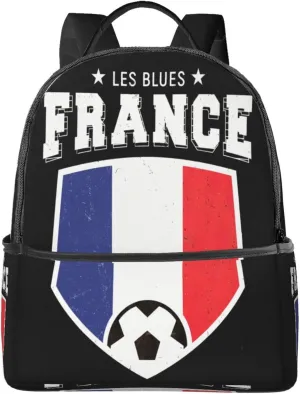 France French Football Soccer Flag Casual Backpacks Laptop Backpack Carry-on Daypack Sports Travel Rucksack Lightweight Working Bag for Outdoor Hiking Cycling Walking