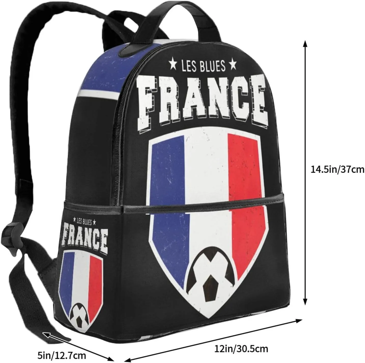 France French Football Soccer Flag Casual Backpacks Laptop Backpack Carry-on Daypack Sports Travel Rucksack Lightweight Working Bag for Outdoor Hiking Cycling Walking