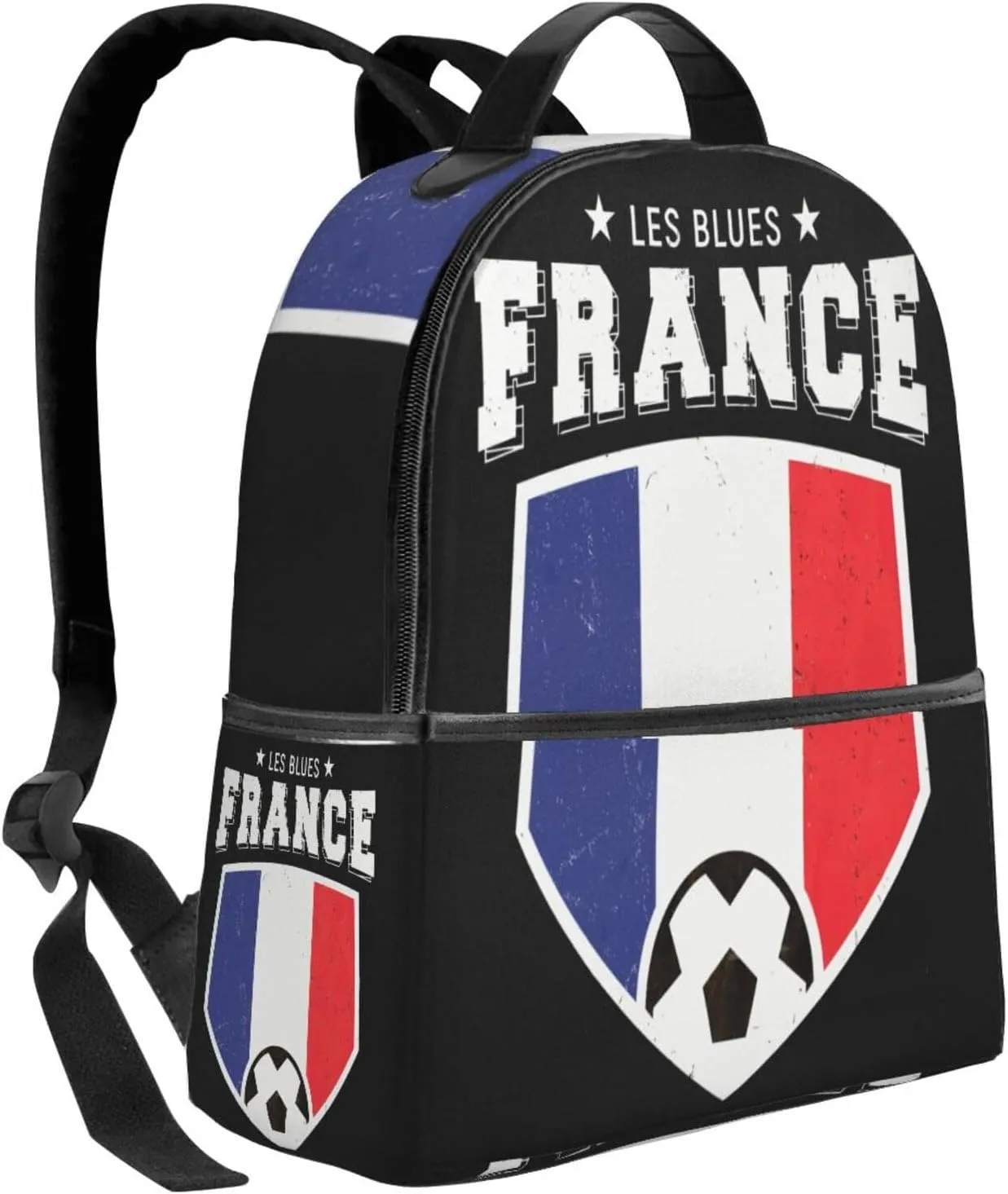 France French Football Soccer Flag Casual Backpacks Laptop Backpack Carry-on Daypack Sports Travel Rucksack Lightweight Working Bag for Outdoor Hiking Cycling Walking