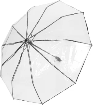FRCOLOR Clear Automatic Folding Umbrella Transparent Rain Umbrella Lightweight Compact Design for Travel Durable Sturdy Ribs for Handbags Backpacks