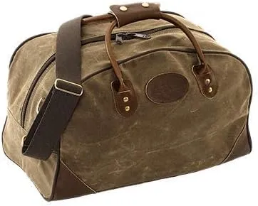 Frost River Flight Bag - Waxed Canvas and Leather Carry On Luggage Pack, Durable Weekender with Cotton Web Shoulder Strap, Large, 70 Liter, Field Tan